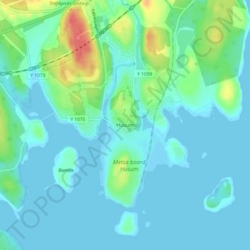 Carte topographique Husum, altitude, relief
