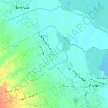 Carte topographique Tapulao, altitude, relief