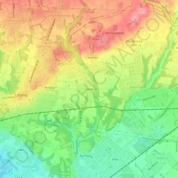 Carte topographique Cabella, altitude, relief
