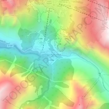 Carte topographique Le Bourg d'Arud, altitude, relief