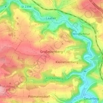 Carte topographique Großetzenberg, altitude, relief