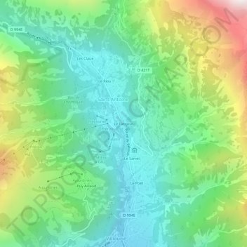 Carte topographique Le Fangeas, altitude, relief