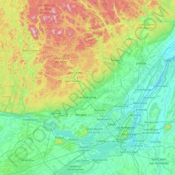 Carte topographique La Rivière-du-Nord, altitude, relief