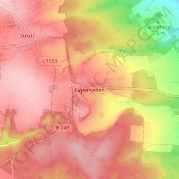 Carte topographique Eigenrieden, altitude, relief