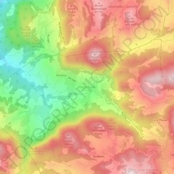 Carte topographique Villa d'Aiano, altitude, relief