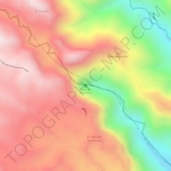 Carte topographique Salto de Bordones, altitude, relief