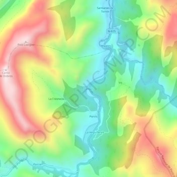 Carte topographique Corigos, altitude, relief