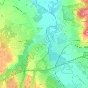 Carte topographique Pont Astier, altitude, relief