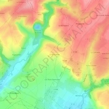 Carte topographique La Briaudière, altitude, relief