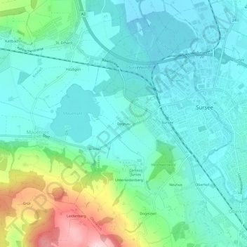 Carte topographique Bognau, altitude, relief
