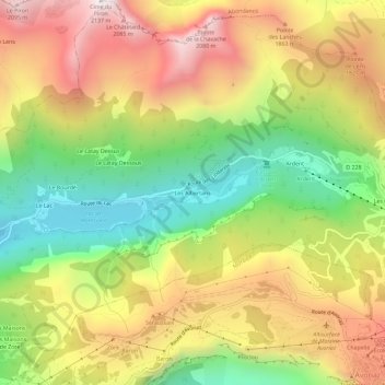 Carte topographique Les Albertans, altitude, relief