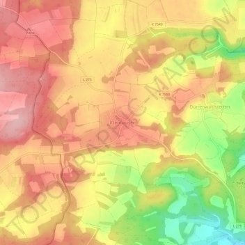 Carte topographique Ittenhausen, altitude, relief