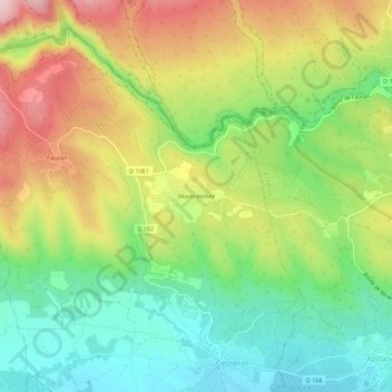Carte topographique Montcélèbre, altitude, relief