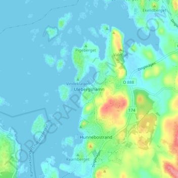 Carte topographique Ulebergshamn, altitude, relief