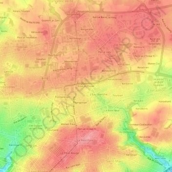 Carte topographique Coat ar Piquet, altitude, relief