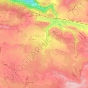 Carte topographique Bouffies, altitude, relief