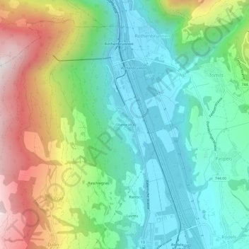Carte topographique Oberrealta, altitude, relief
