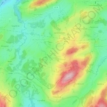 Carte topographique Hopfen, altitude, relief