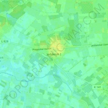 Carte topographique Jeddeloh I, altitude, relief