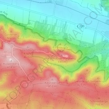 Carte topographique Kohlstätte, altitude, relief