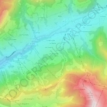 Carte topographique Les Grabilles, altitude, relief