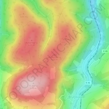 Carte topographique Wolkenberg, altitude, relief