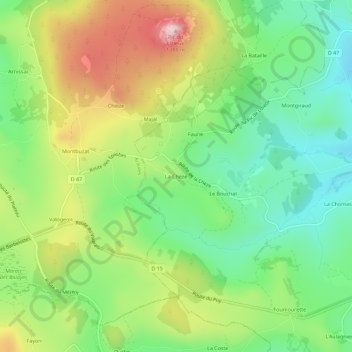 Carte topographique La Chèze, altitude, relief