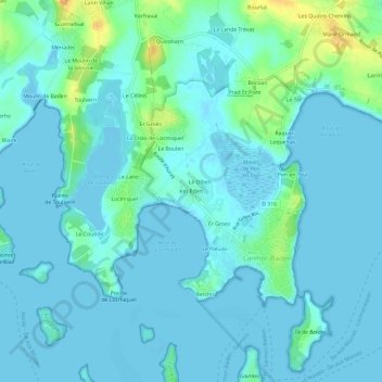 Carte topographique Ker Eden, altitude, relief