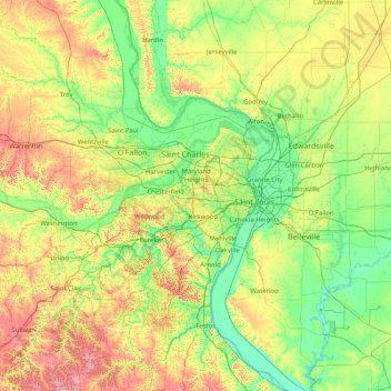 Carte topographique St. Louis, altitude, relief