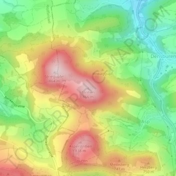 Carte topographique Strihen, altitude, relief