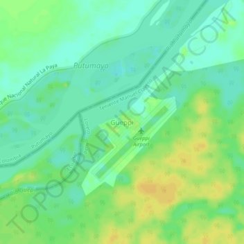 Carte topographique Güeppí, altitude, relief