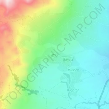 Carte topographique Lwiro, altitude, relief