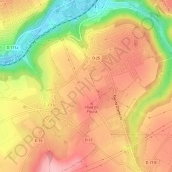 Carte topographique Etuis Champs, altitude, relief
