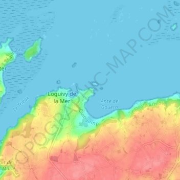 Carte topographique Beg An Enez, altitude, relief