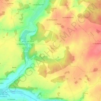 Carte topographique Montgarni, altitude, relief