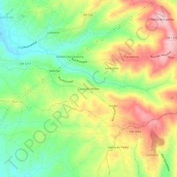 Carte topographique Casal do Monte, altitude, relief