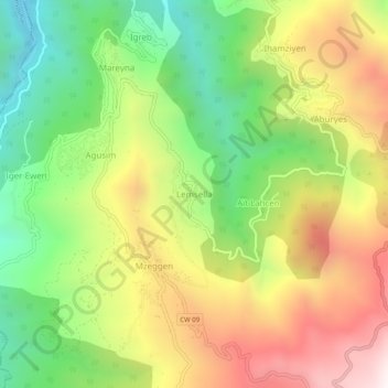 Carte topographique Lemsella, altitude, relief