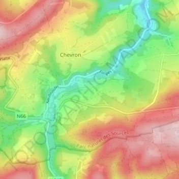 Carte topographique Chauveheid, altitude, relief