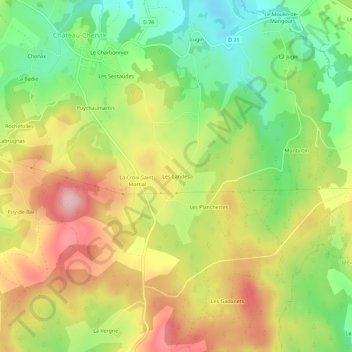 Carte topographique Les Landes, altitude, relief
