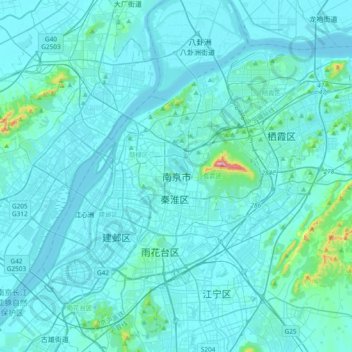 Carte topographique Nanjing, altitude, relief