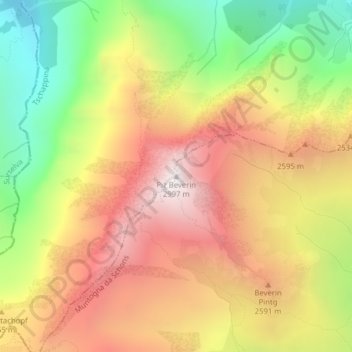 Carte topographique Piz Beverin, altitude, relief