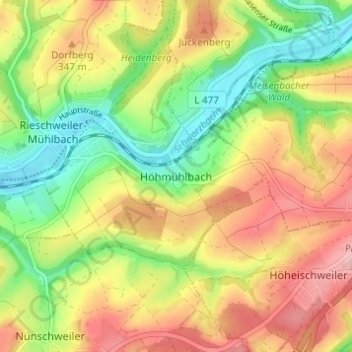 Carte topographique Höhmühlbach, altitude, relief