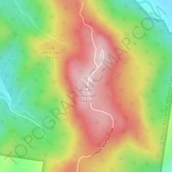Carte topographique Mount Alexander, altitude, relief