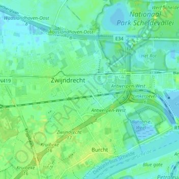 Carte topographique Laar, altitude, relief