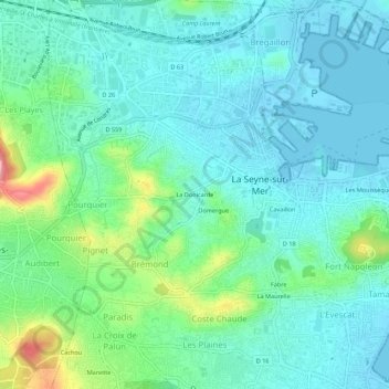 Carte topographique La Donicarde, altitude, relief
