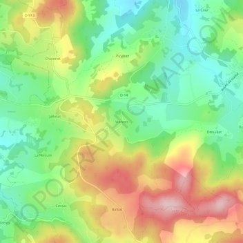 Carte topographique Viennes, altitude, relief