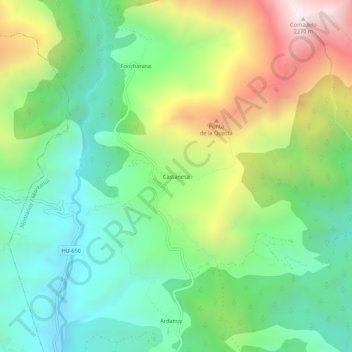 Carte topographique Castanesa, altitude, relief