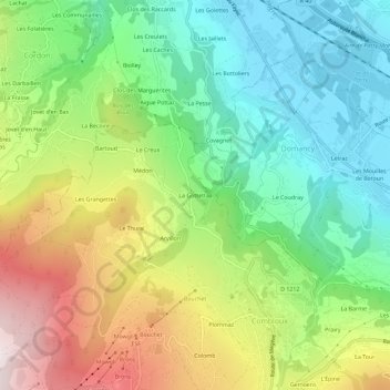 Carte topographique La Gottettaz, altitude, relief