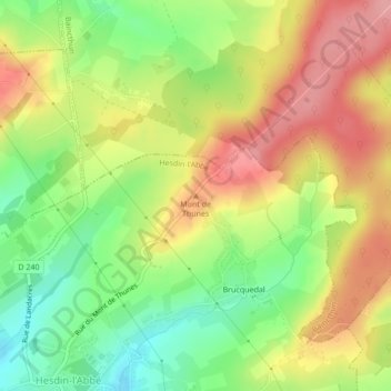 Carte topographique Mont de Thunes, altitude, relief
