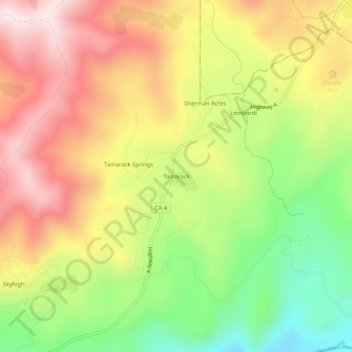 Carte topographique Tamarack, altitude, relief